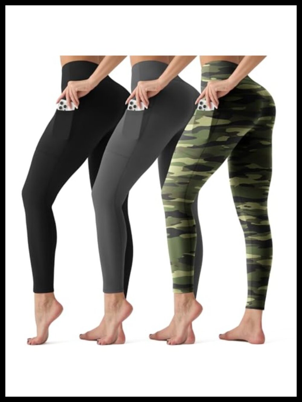 3 Pack High Waisted Leggings with Pockets, Tummy Control Yoga Pants for Women